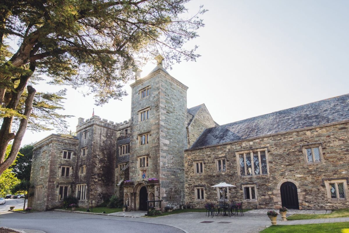 The entrance to the Boringdon Hall Hotel & Spa in Devon